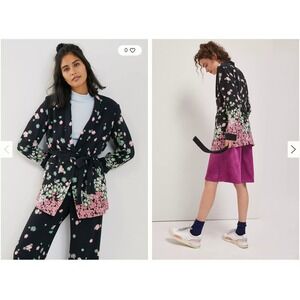 Anthropologie Merielle Kimono Floral Oversized Long Blazer Size‎ XS S